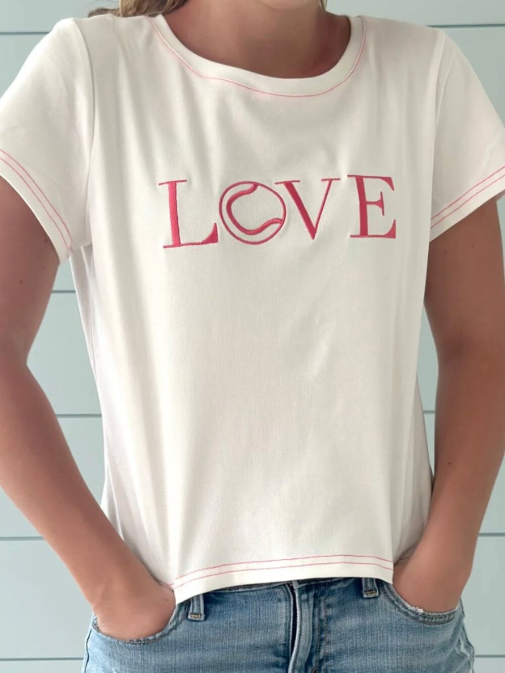 courtgirl. Practice Tennis Tee "LOVE" Supima Cotton. Size: Small NWOT!